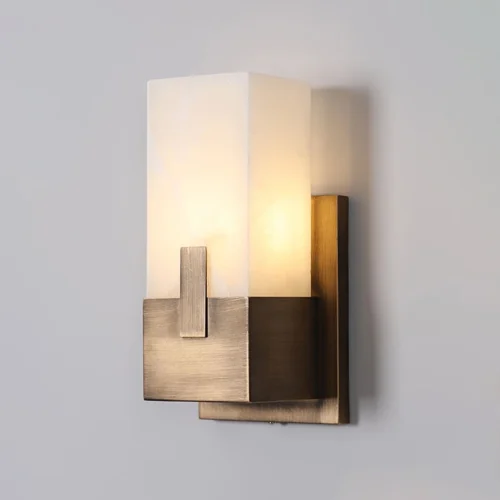 Arandela Design Americano Bronze e Padrão Mármore Natural