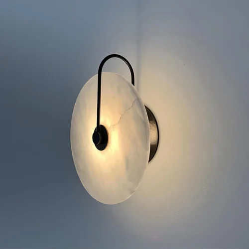 Arandela Minimalista Disco Mármore Luz LED