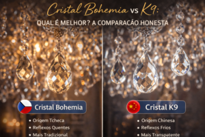 cristal bohemia vs k9 diferenca lustre cristal qualidade brilho comparacao tipos cristal iluminacao luxo
