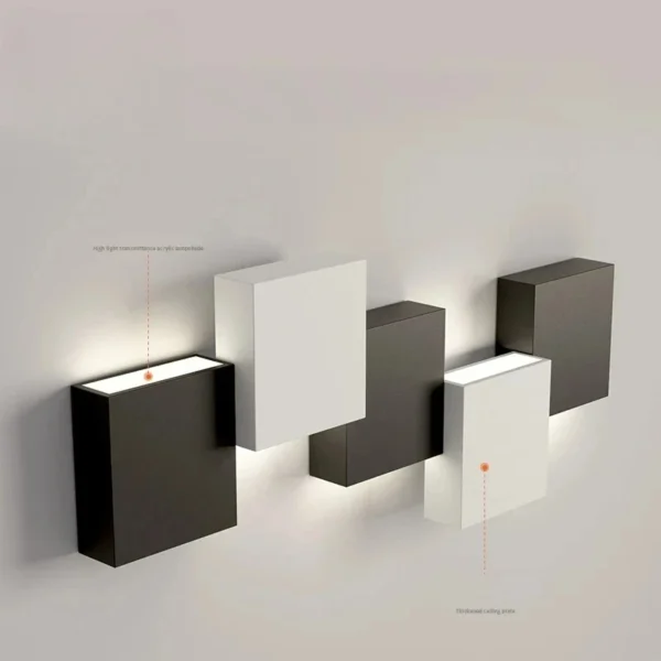 kf-S2e135270ea9845778661dbe4b556c011I Arandela Em cubo Geométrico Alumínio Preto e Branco