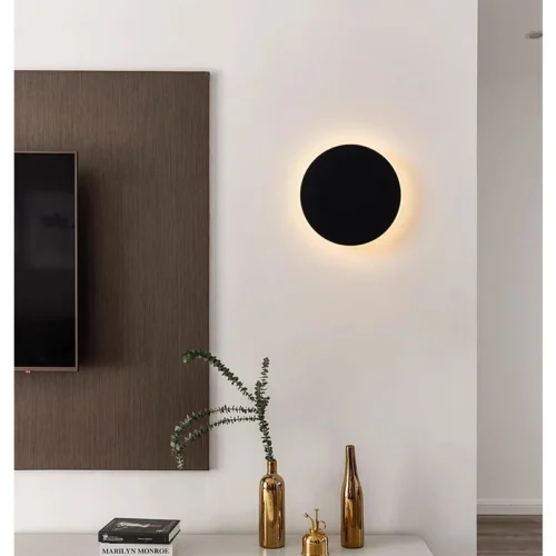 kf-S7e9ee2ebf85549f5909822b707d253fe5 Arandela Circulo Alumínio Com Luz LED Indireta