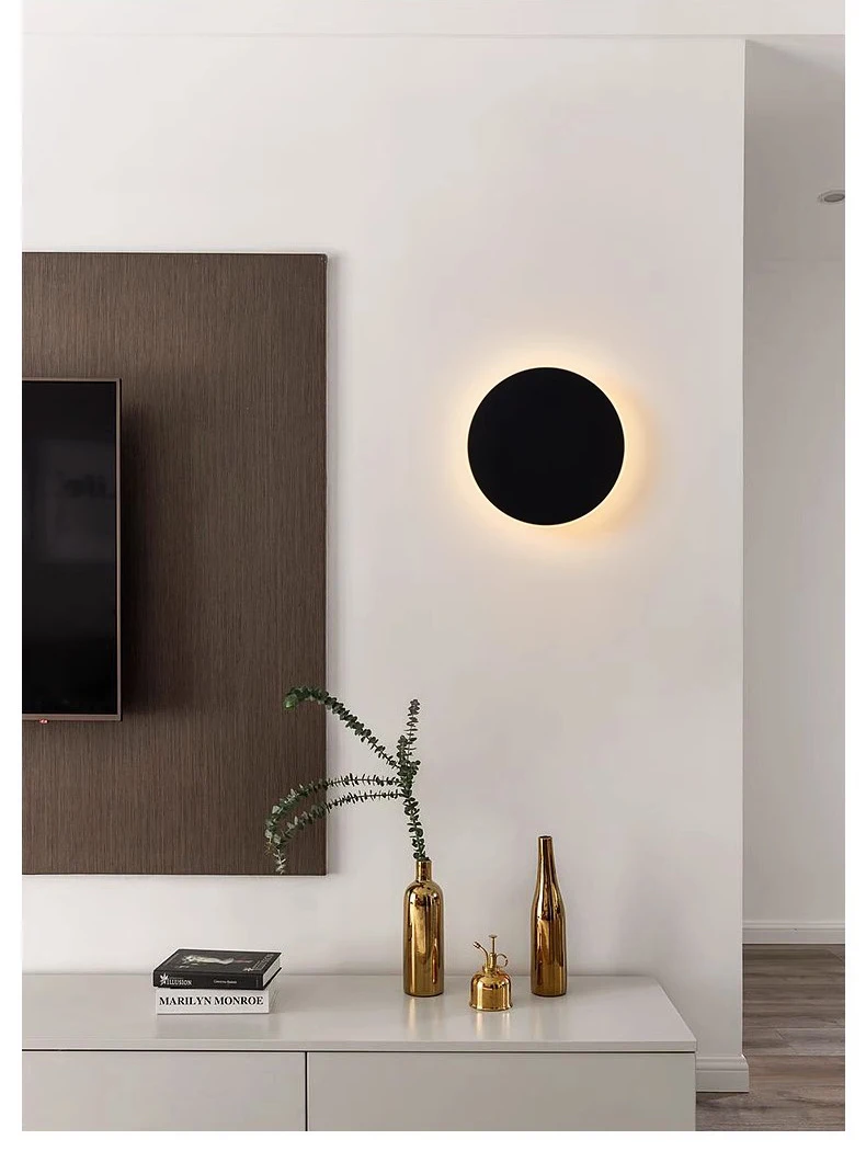 Arandela Circulo Alumínio Com Luz LED Indireta