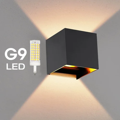 Arandela Moderna Cubo LED IP65 e Alumínio Preto: arandela de alumínio moderna cubo, oferecido pela Miresa, loja-de-luminárias-São-Paulo.