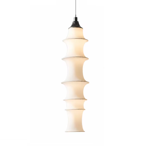 Lustre Escultural Em Camadas Orgânicas De Tecido Branco Para Salas e Quartos
