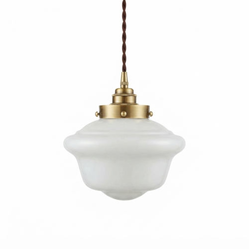 Pendente Vintage De Vidro Branco Leitoso Para Bancada e Mesa de Jantar