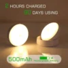 Arandela Sem Fio Luz 360° Noturna Com Sensor Movimento LED Recarregável Para Salas, Quartos e Corredores