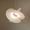 Lustre Escultural Moderno Forma Orgânica Seda Branca Para Mesa De Jantar Lustre Escultural Moderno Forma Orgânica Seda Branca Para Mesa De Jantar