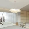 kf-S04d21c3a64c049c1add661508312ca3bD Lustre Escultural Forma Orgânica De Tecido Branco Para Mesa De Jantar
