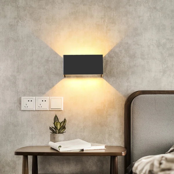 Arandela Moderna Alumínio Preto LED 12W ou 24W IP65 à Prova d'Água Para Área Externa Em Jardins e Fachadas