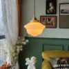 Pendente Vintage De Vidro Branco Leitoso Para Bancada e Mesa de Jantar