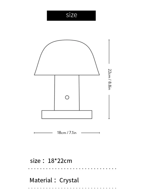kf-S1a9bba3624324ababc0e0b883e2cb8d3k Abajur Sem Fio Cogumelo USB Recarregável LED Toque Para Salas, Quartos e Home Office
