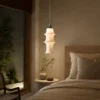 kf-S1b87ffb7c98641fb87d6e9bd3dbc5705I Lustre Escultural Em Camadas Orgânicas De Tecido Branco Para Salas e Quartos