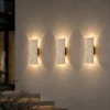 Arandela Externa LED Com 2 Fachos de Luz Em Travertino Amarelo Natural Para Área Externa Para Jardins e Fachadas