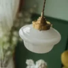 Pendente Vintage De Vidro Branco Leitoso Para Bancada e Mesa de Jantar
