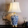 kf-S28a854b411694399914c6d55d15dce79q Abajur Escultural Formas Orgânicas De Cerâmicas Estilo Chinês Para Mesa Quartos e Salas