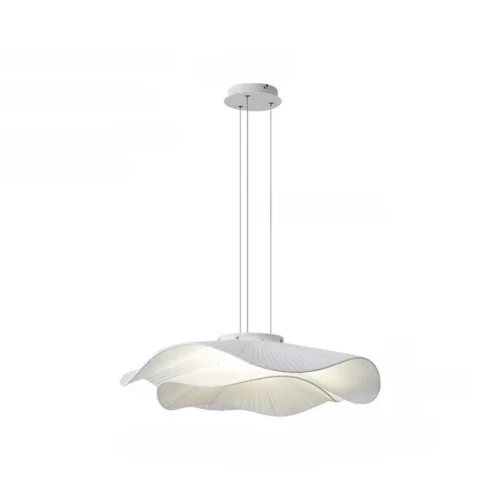 Lustre Escultural Forma Orgânica De Tecido Branco Para Mesa De Jantar