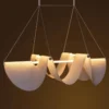 Lustre Escultural minimalista Formas Orgânicas Wabi-Sabi Tecido Branco Para Mesa Jantar Lustre Escultural minimalista Formas Orgânicas Wabi-Sabi Tecido Branco Para Mesa Jantar