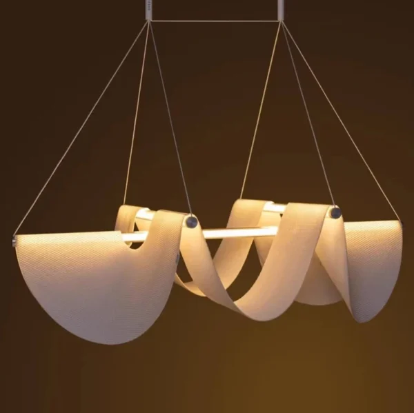 Lustre Escultural minimalista Formas Orgânicas Wabi-Sabi Tecido Branco Para Mesa Jantar Lustre Escultural minimalista Formas Orgânicas Wabi-Sabi Tecido Branco Para Mesa Jantar