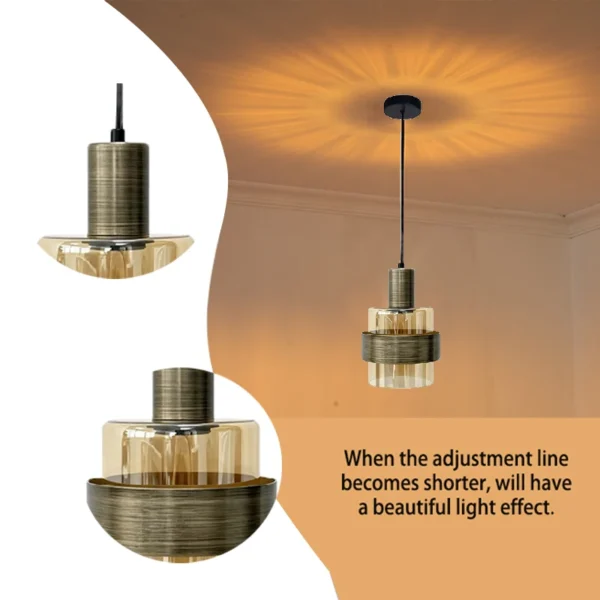 kf-S37e387886c5c4a6cb68ff0a200f817d1t Pendente Teto Moderno De Vidro Âmbar e Metal Bronze Para Bancada e Mesa de Jantar