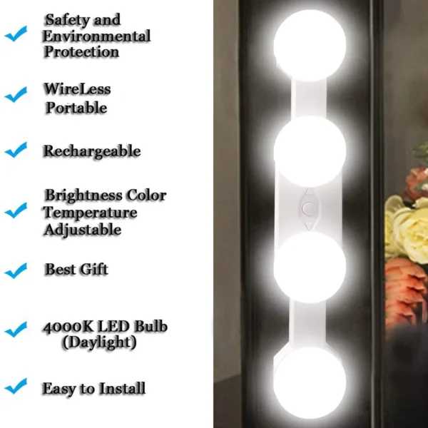 Arandela Led Espelho Maquiagem Luz Ventosa Sem Fio Portátil