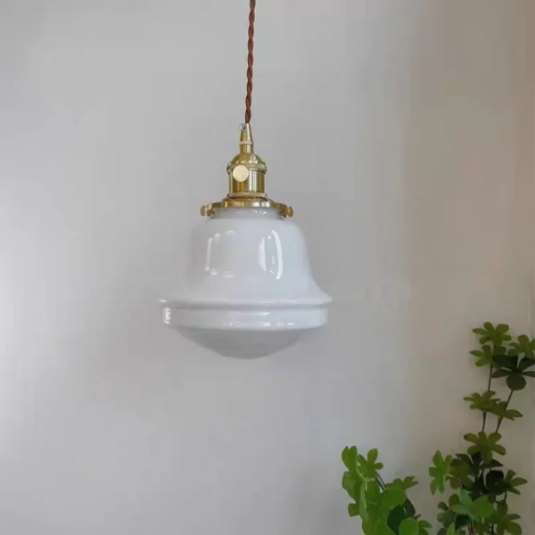 Pendente Vintage De Vidro Branco Leitoso Para Bancada e Mesa de Jantar