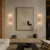 Arandela Externa LED Com 2 Fachos de Luz Em Travertino Amarelo Natural Para Área Externa Para Jardins e Fachadas