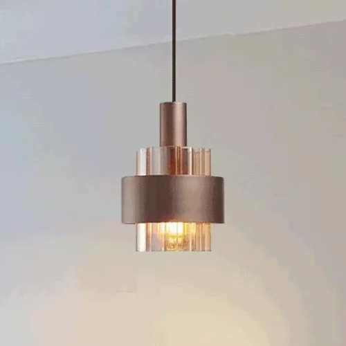 Pendente Teto Moderno De Vidro Âmbar e Metal Bronze Para Bancada e Mesa de Jantar
