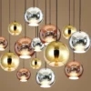 kf-S4cfbe92fd7dd4cb5abe95a00c37bee25P Pendente Bola Vidro Espelhado Para Bancada e Mesa de Jantar