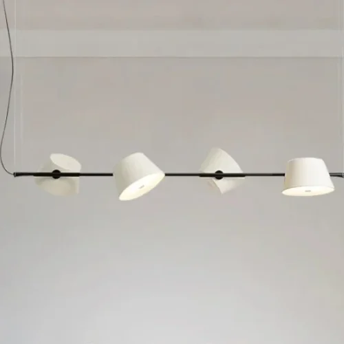 Lustre Contemporâneo de Alumínio Barra Linear Com Pendentes Em Sala Jantar Mesa Retangular