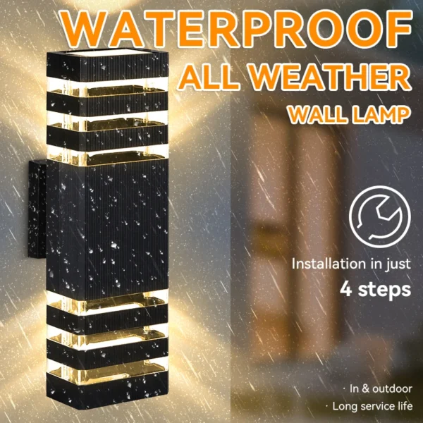 kf-S580ec01ad1164cb4b5a30c44ae47dba28 Arandela Externa IP65 à Prova d'Água E27/GU10 Acrílico Metal Preto Para Jardins e Fachadas