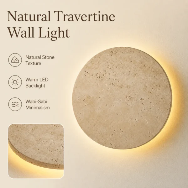 kf-S5dcd8390e8fb46ab870b919b49be8d9eb Arandela Redonda Wabi Sabi Travertino Amarelo Para Hall Entrada e Salas