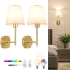 kf-S5e00c84a72034b54ba0d4b18bb1e6c4eW Arandela Recarregável Sem Fio com Cúpula em Tecido e Luz RGB para Quarto e Sala de Estar