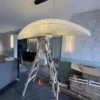 Lustre Orgânico Vintage Forma Escultural Pano Marinho Veleiro Branco Para Mesa De Jantar