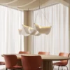 kf-S6605d856974542e9b482a90e5f0f51ecc Lustre Escultural minimalista Formas Orgânicas Wabi-Sabi Tecido Branco Para Mesa Jantar
