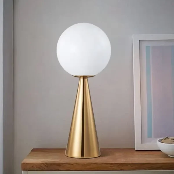 Abajur Cone Bola Branca De Vidro Gio Ponti Bilia – Réplica Chinesa