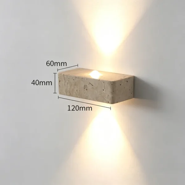 Arandela IP65 Com 2 Fachos de Luz Para Áreas Externas Travertino Wabi Sabi Para Jardins, Varandas e Fachadas