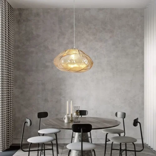 Lustre Forma Orgânica Escultural De Vidro Para Sala de Jantar e Quartos