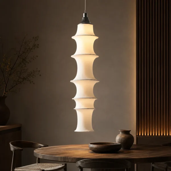 kf-S78e242fba4fd4344824ee8dc1c7ee7fc1 Lustre Escultural Em Camadas Orgânicas De Tecido Branco Para Salas e Quartos