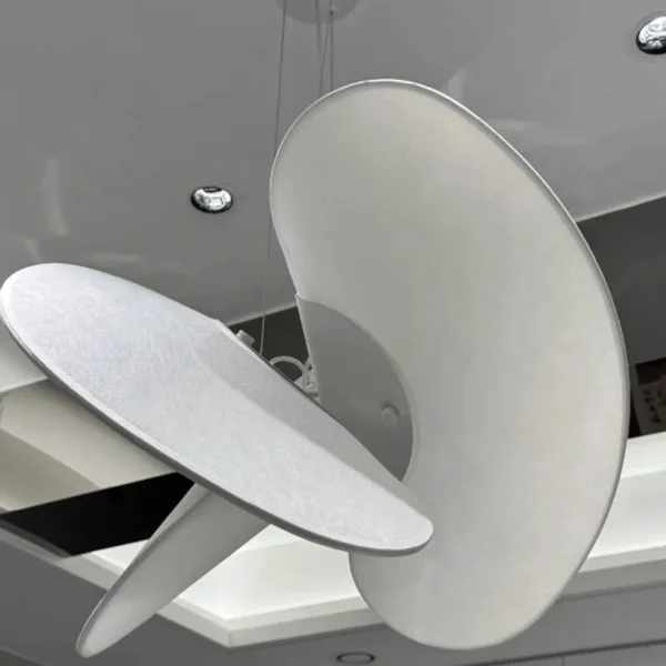kf-S7a1946f3907642358bd778edc12f4094m Lustre Escultural Moderno Forma Orgânica Seda Branca Para Mesa De Jantar