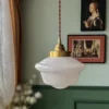 Pendente Vintage De Vidro Branco Leitoso Para Bancada e Mesa de Jantar