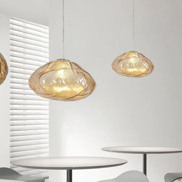 kf-S80ab9f4d60c745ed8dc6e2923ad9a0bcV Lustre Forma Orgânica Escultural De Vidro Para Sala de Jantar e Quartos