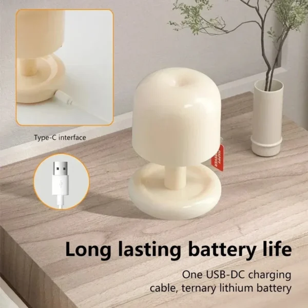 kf-S80d3377c0c10481fa5a9c4ecc624974bX Abajur Cogumelo Portátil Moderno Mini Efeito Pôr do Sol Bateria Recarregável via USB Para Salas e Quartos