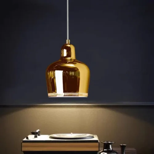 Pendente Moderno Metal Polido Alvar Aalto → A330S Golden Bell – Réplica Chinesa