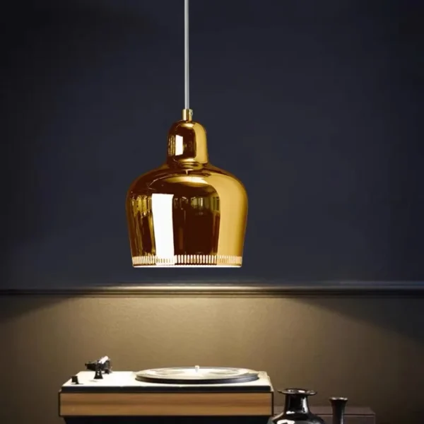 kf-S82b839ae3f5746819bd23e205e47cc41P Pendente Moderno Metal Polido Alvar Aalto → A330S Golden Bell – Réplica Chinesa