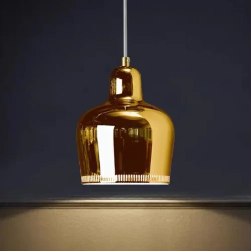 kf-S82b839ae3f5746819bd23e205e47cc41P Pendente Moderno Metal Polido Alvar Aalto → A330S Golden Bell – Réplica Chinesa
