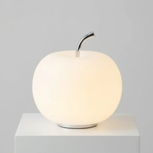 Abajur Apple Criativo Vidro Branco Jade com Controle Remoto RGB