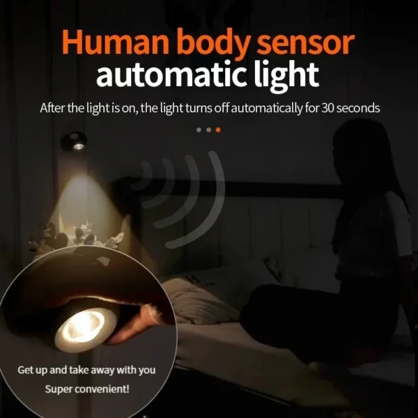 Arandela Moderna Sem Fio LED Recarregável Carregamento USB LED Sensor Humano Magnético Para Quartos e Salas