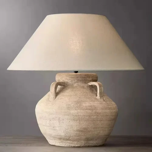 Abajur Escultural Cerâmica Rústica Wabi-Sabi Retro Para Mesa Salas e Quartos