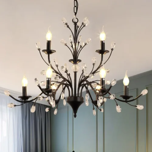 Lustre Provençal Ferro Design Americano Pingente Cristal K9
