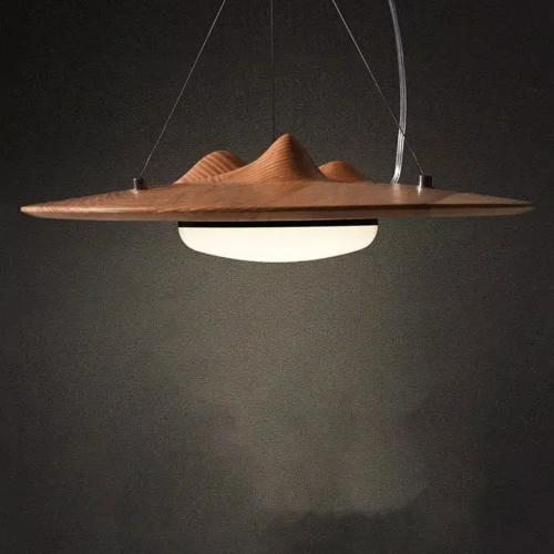 Lustre Escultural De Madeira Forma Orgânica Para Sala de Jantar